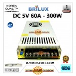 Power Supply Trafo Brilux DC 5V 60A | 300W - SLIM + FAN (Super Quality)